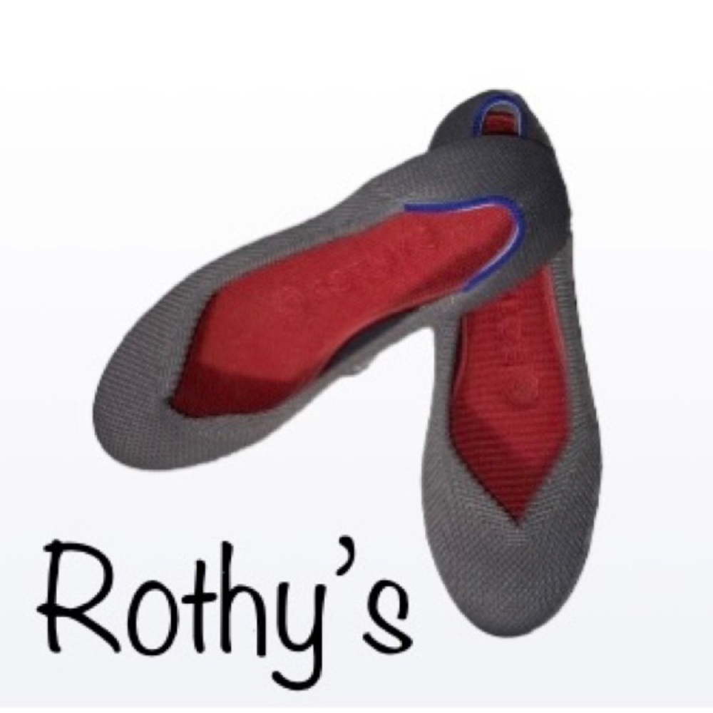 Rothy grey with red inserts ballerina flats Excellent like new condition 5.5